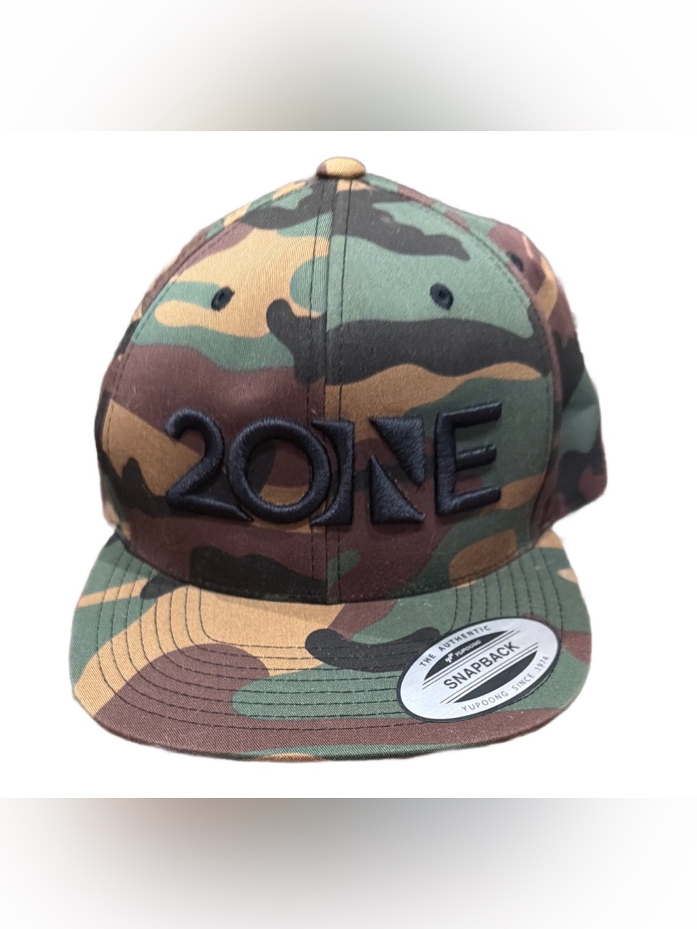 2One Camo Snapback Hat Adjustable Green Camouflage Flat Bill Cap